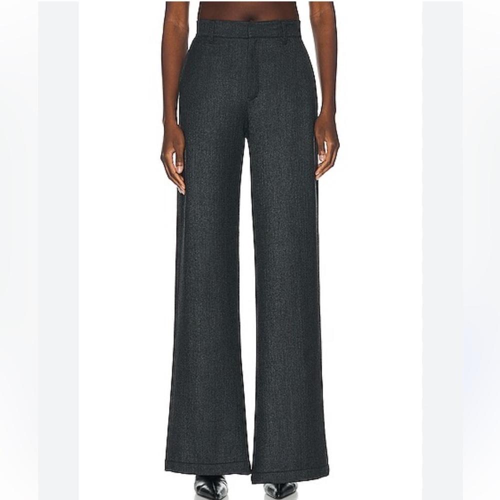 SPRWMN Wide Leg High Rise Trouser Pants Charcoal Gray Size S